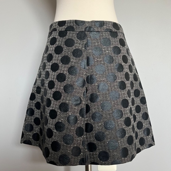 Armani Exchange Tweed A-line Coated Wool Blend Polka dot Pleated Gray Skirt - Picture 7 of 13